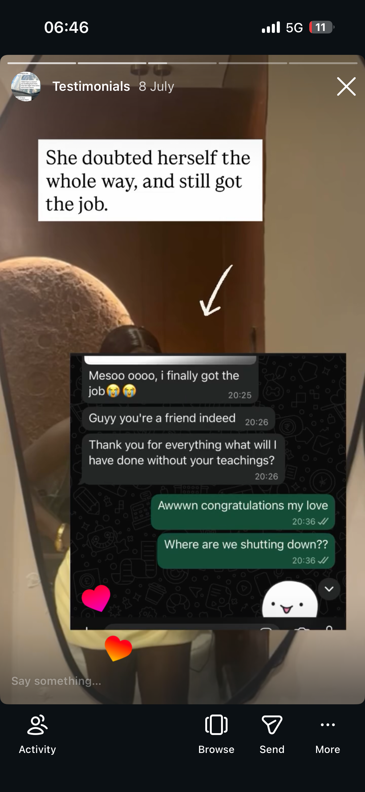 Testimonial — she got the job