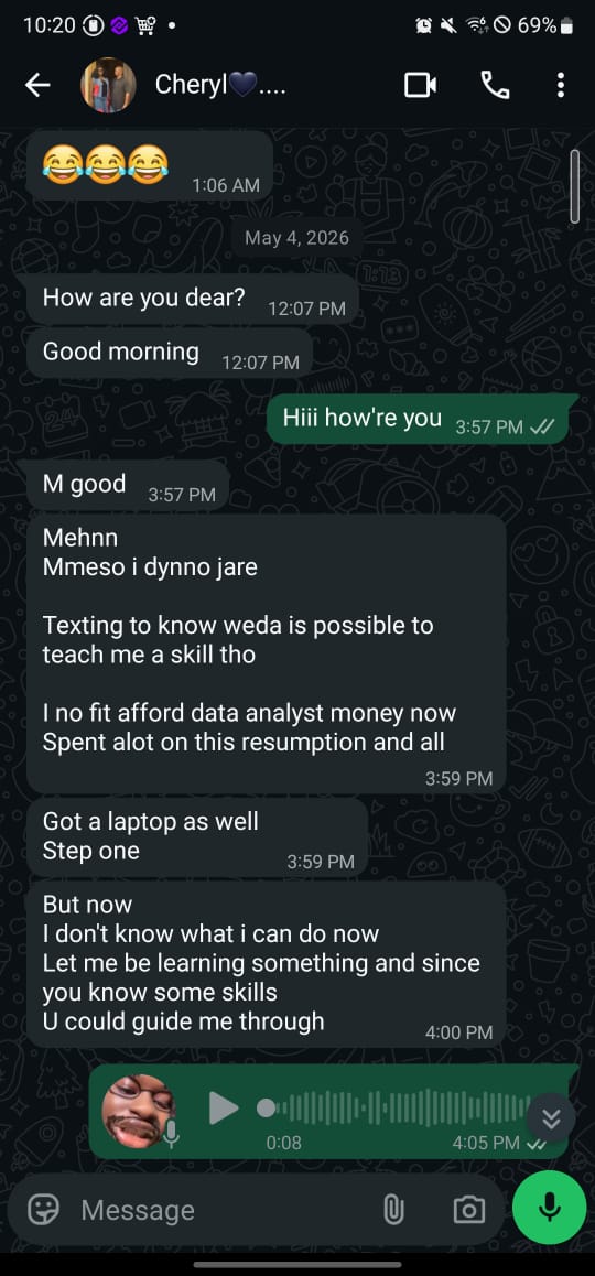 Screenshot of someone coming to me for help